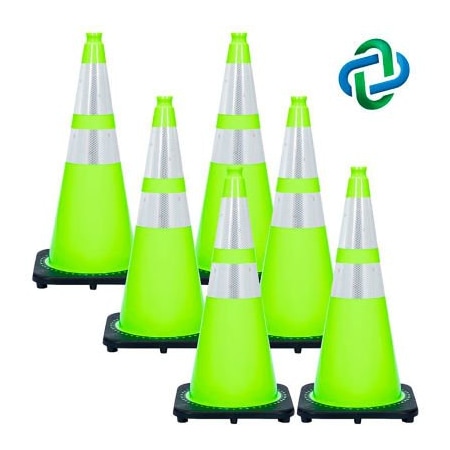 Gec Traffic Cone, PVC, 28 in Height, 7 lb, Safety Green 97577-6